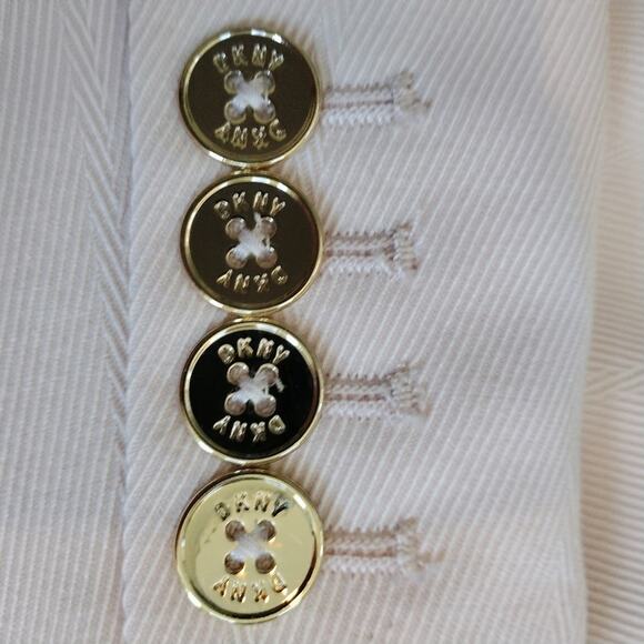 DKNY Blazer Oversized Sz 16 Soft Peach GOLD Buttons Long Jacket Avante Garde NEW - Picture 11 of 14